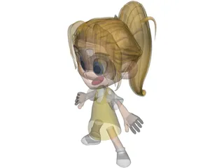 Cartoon Kid Girl 3D Model