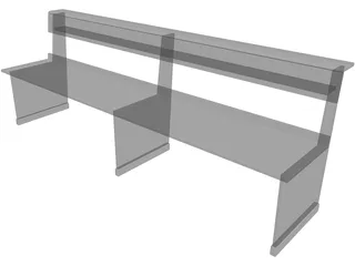 Church Bench Long 3D Model