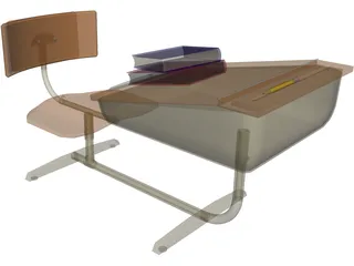 School Desk 3D Model