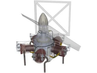 Edwards Five Cylinder Radial Gas Engine 3D Model