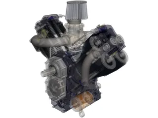 Generic V-Twin Gas Engine Assembly 3D Model