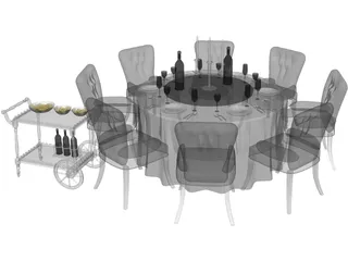 Kitchen Table with Chairs 3D Model