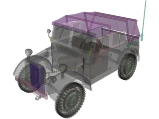 Stoewer Kfz.2 German Army Car 3D Model