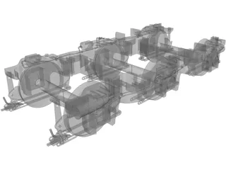 Locomotive Bogie 3 Axle 3D Model