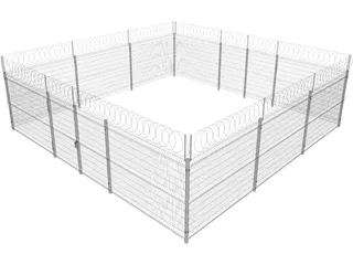 Metallic Fence 3D Model