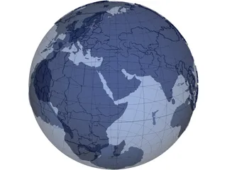 Globe Map Geopolitical Extruded 3D Model