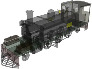 Narrow Gauge Steam Locomotive 3D Model