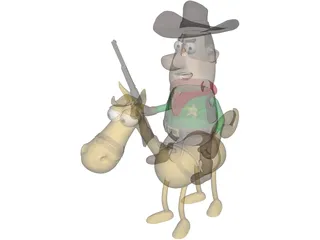 Cowboy with Horse 3D Model