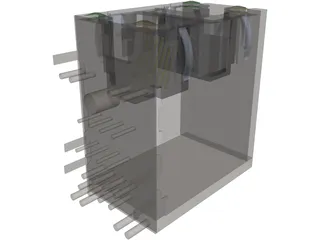 RJ45 Double Connector 3D Model