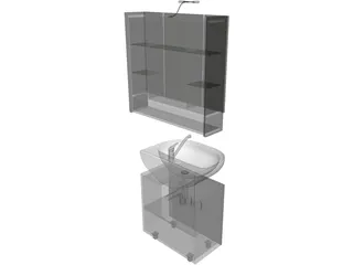 Sink with Mirror 3D Model