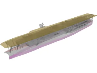 IJN Kaga Aircraft Carrier 3D Model