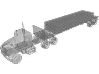 Mack with Flatbed Precast Slabs Trailer 3D Model