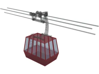 Three-Aerial Ropeway 3D Model