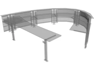 Desk Curved Reception 3D Model