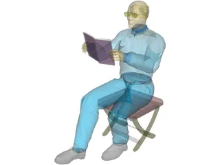 Man with Book 3D Model