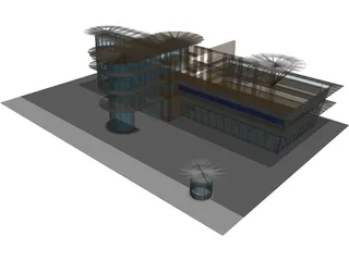 Modern Glass Building 3D Model