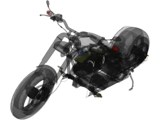 Custom Chopper Motorcycle 3D Model