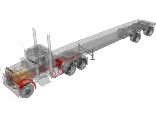 Peterbilt Semi Tractor-Trailer 3D Model