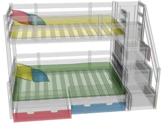 Kids Colour Bed 3D Model