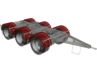 Tri-Axle Dolly 1540 Axle Centers 3D Model