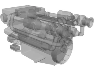 MAN Marine Diesel V12 Engine 3D Model