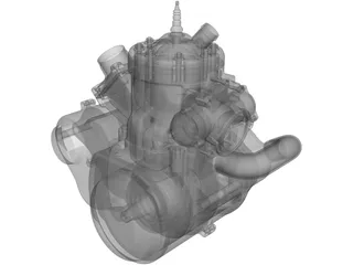 Two Stroke Motorbike Engine 500cc 3D Model