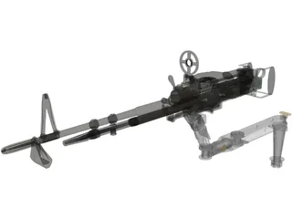 M60 7.62mm Machine Gun and Arm 3D Model