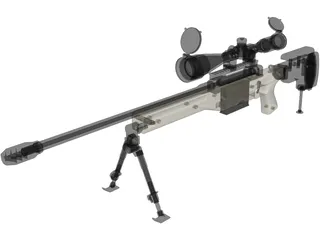 .338 Lapua Magnum Sniper Rifle 3D Model