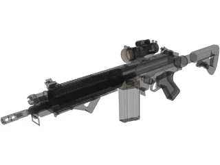 FN FAL Custom Rifle with Aimpoint Scope 3D Model