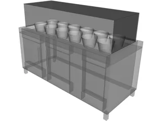 Frozen Yogurt Topping Fridge Display 3D Model