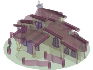 Minnie Mouse Cartoon House 3D Model