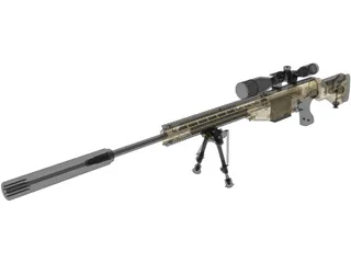 .338 Lapua Magnum Sniper Rifle 3D Model