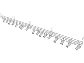 Truss with Stage Ligths and Chains 3D Model