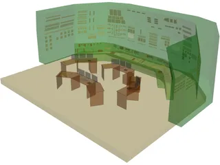 Nuclear Factory Control Room 3D Model