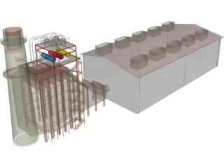 Gas Power Plant 3D Model