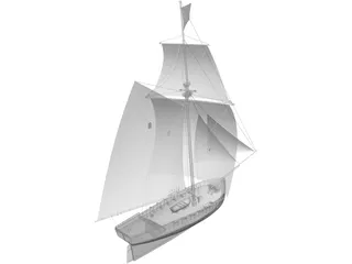 Anne and Mary Sailing Ship 3D Model