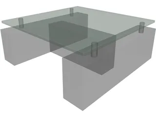 Coffee Table with Glass 3D Model