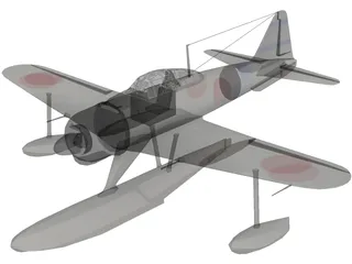 A6M Rufe Navy Camo 3D Model