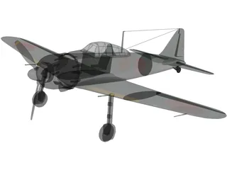 A6M Zero with Landing Gear 3D Model