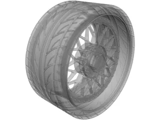 BBS RS Replica 3 Piece Wheel and Tire 3D Model