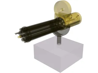Gatling Gun Hand-Crank 3D Model