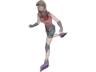 Woman with Scates 3D Model