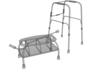 Walker Cane and Bath Chair 3D Model