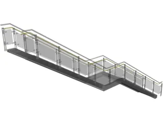 Stair with Glass Rail 3D Model