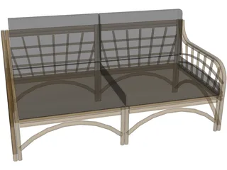 Sofa Bambu and Rattan 3D Model