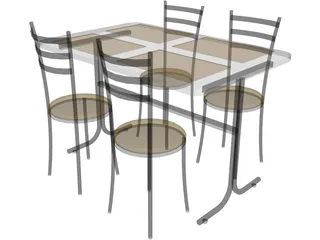 Table And Chairs Snack Bar 3D Model