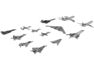 Airplanes Set 3D Model