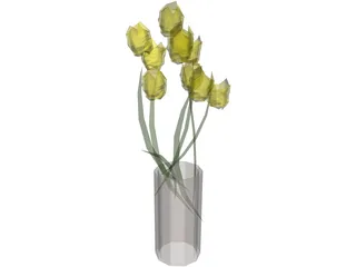 Tulips In Vase 3D Model