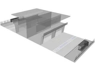 Pit Lane Boxes 3D Model