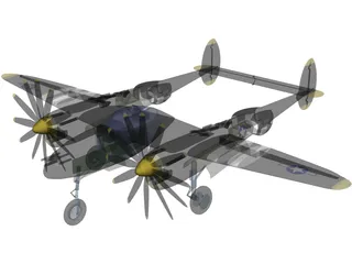 Lockheed P-38J Lightning 3D Model